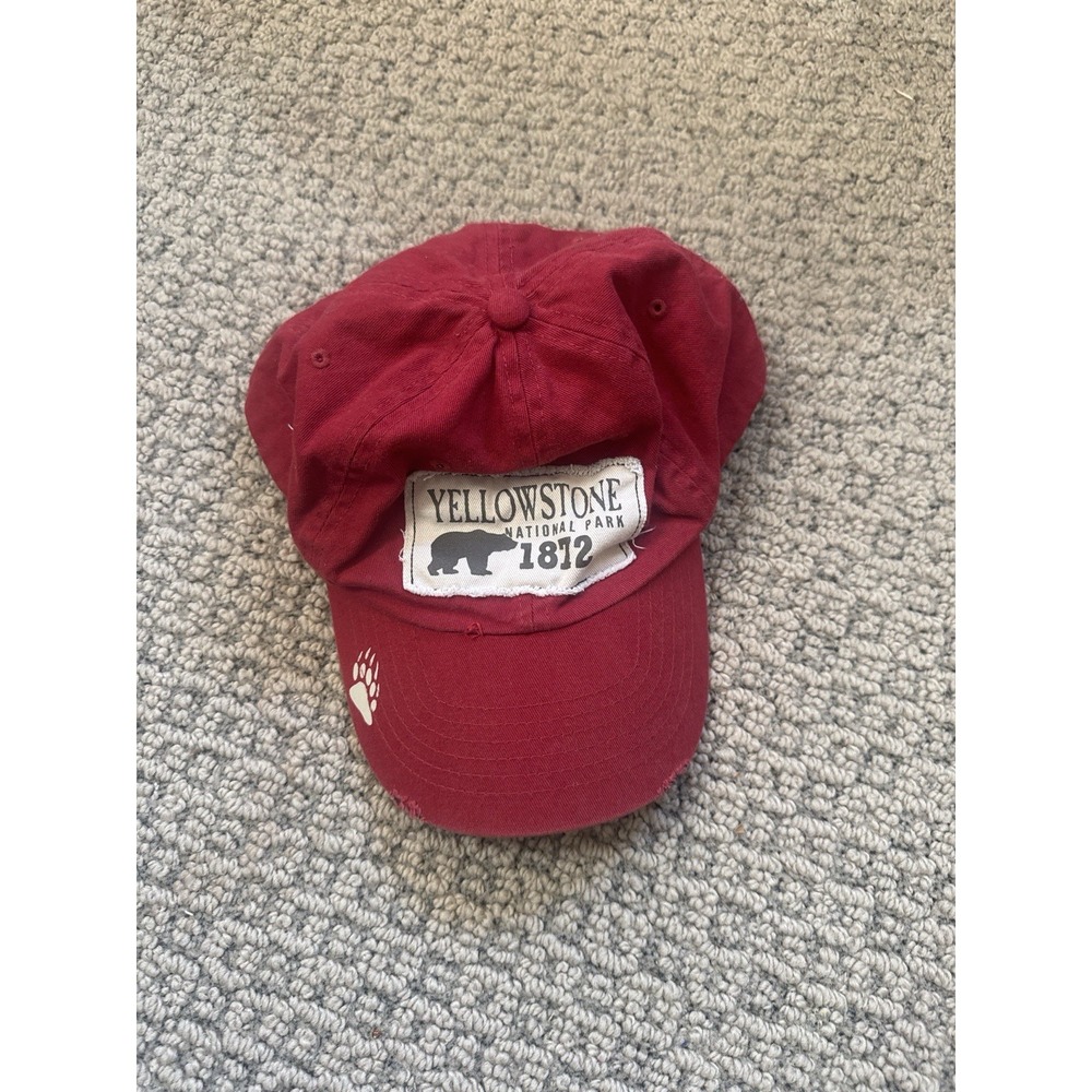 Yellowstone National Park 1812 Hat Cap Red Adjustable Bear Paw‎ Souvenir Impact